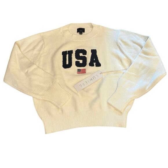 LUMIÈRE USA Flag Crewneck Sweater – Size S - Picture 1 of 4